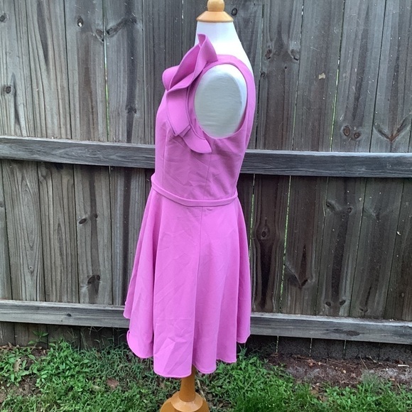 Eliza J. RUFFLE ONE-SHOULDER FIT & FLARE DRESS IN ORCHID ISLE, size 12 - Picture 4 of 6